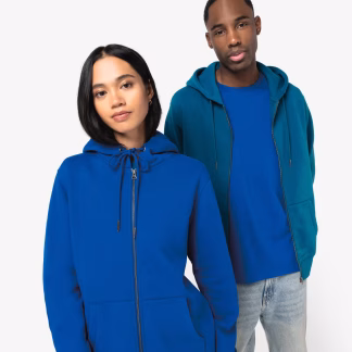 Ecologische uniseks sweatvest met capuchon